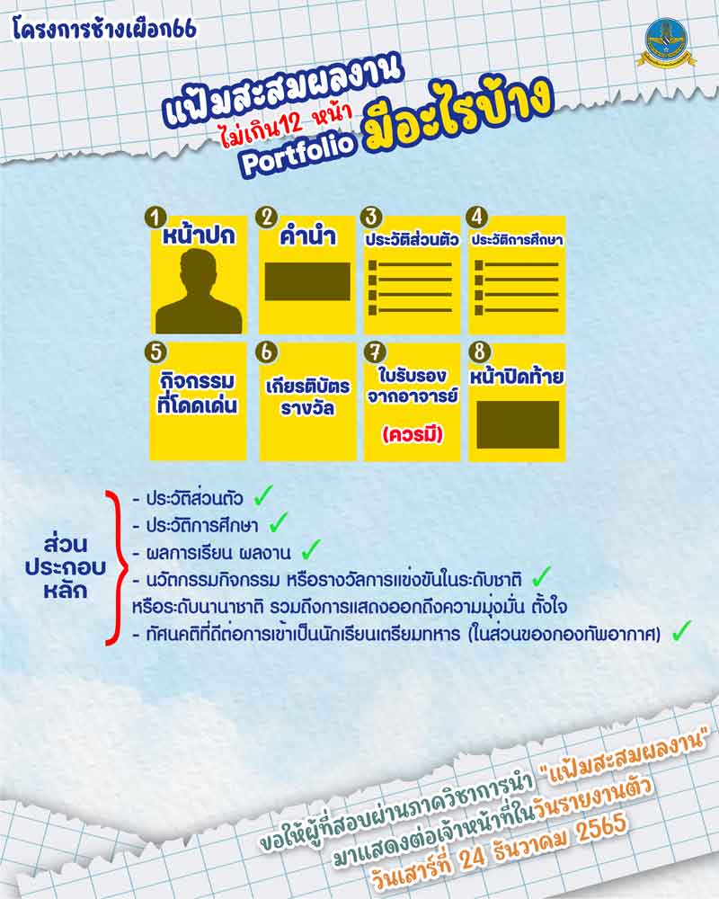 ประกาศโรงเรียนนายเรืออากาศ รายชื่อผู้สอบผ่านวิชาการโครงการช้างเผือก 2566